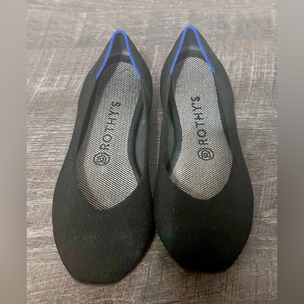 Brother Black Knit Ballet Flats with Blue Trim